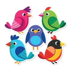 Fototapeta premium Bird sticker colorful image with a white background (29) 