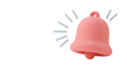 Isolated Pink Bell Ringing on White Background for Notification or Alert