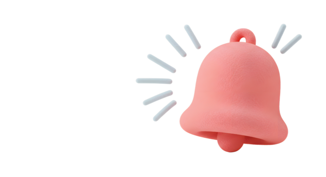 Isolated Pink Bell Ringing on White Background for Notification or Alert - Powered by Adobe