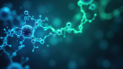 An artistic illustration of a molecule with an atom structure that resembles Semaglutide.