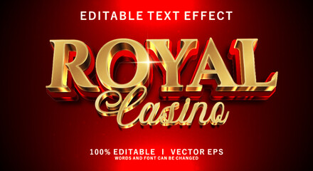 royal casino 3d vector text effect with modern style design