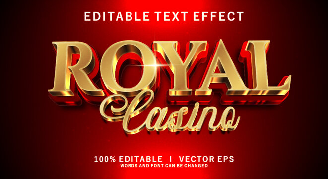 royal casino 3d vector text effect with modern style design