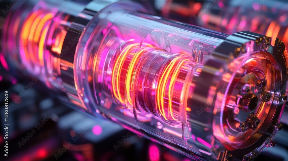 Poster close-up of a futuristic energy core with glowing elements in a high-tech environment
