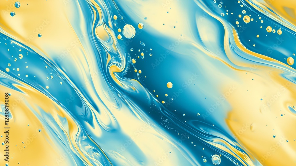 Poster the mesmerizing effect of mixing water and oil, creating a visually interesting background with swir