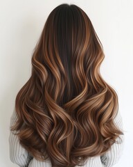 Naklejka premium Back View of Ombre Wavy Hair on White Background