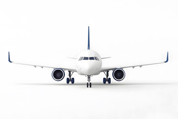 Naklejka premium Flying passenger airplane. A white jet plane Isolated on white background