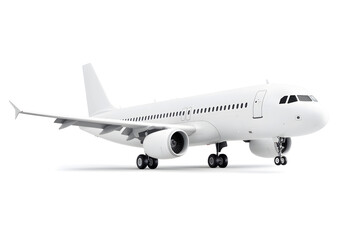 Obraz premium Flying passenger airplane. A white jet plane Isolated on white background