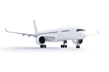 Obraz premium Flying passenger airplane. A white jet plane Isolated on white background