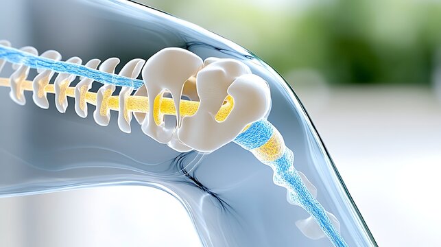 Detailed 3D Medical Illustration of Human Knee Joint Anatomy Ligaments and Bones