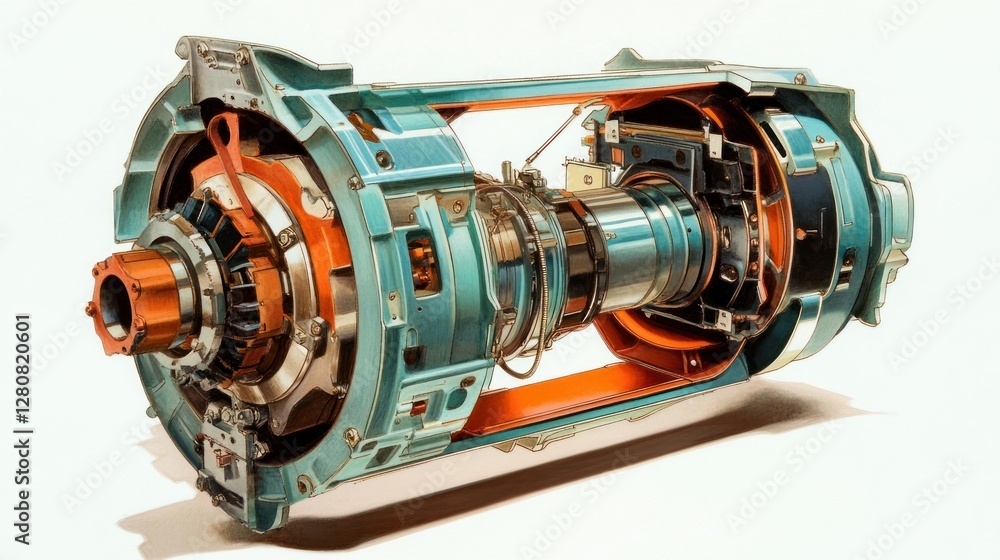 Poster detailed view of a jet engine component showcasing intricate design and engineering
