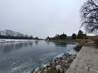 NYMBURK historical town on Labe river(Elbe) with its bridges water ways and historical city center...
