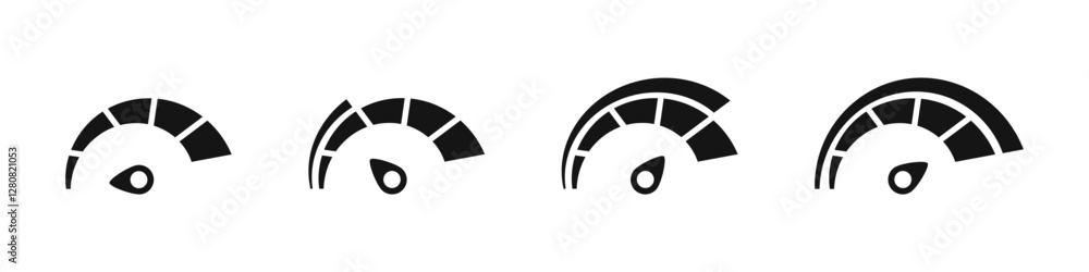 Poster scale speed in flat style. vector speedometer illustration. dashboard speedometer icons set. perform
