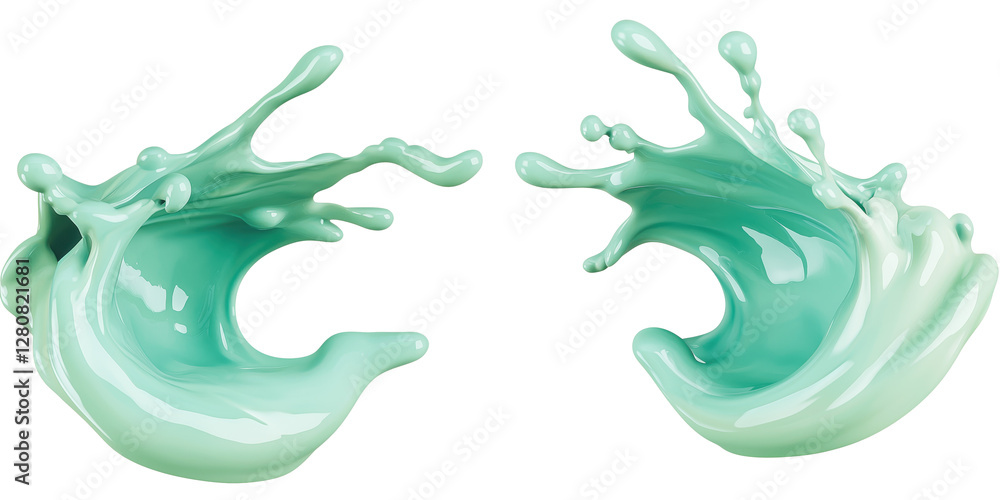 Aufkleber dynamic splashes of turquoise paint creating wave-like forms, showcasing fluid motion and artistic e