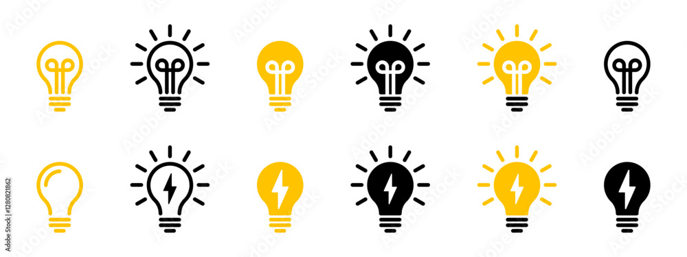 Aufkleber light bulb icon set. idea icon symbol vector. lamp icon set. idea lamp icon collection. light bulb i