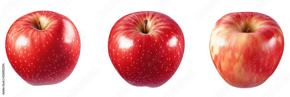 Poster red apples showcasing different angles and textures, highlighting vibrant colors and unique patterns