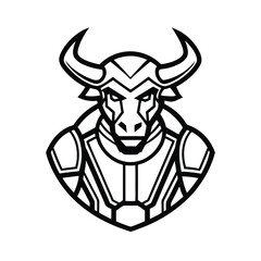 Cybernetic Bull Logo Design Robotic, Powerful, Futuristic Mascot