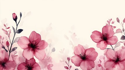 A soft watercolor illustration of pink flowers against a light background, ideal for design use.