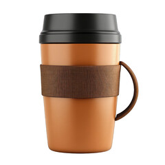Reusable travel coffee mug isolated on transparent background
