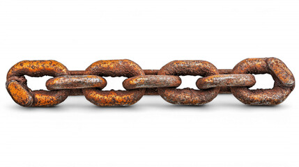 Obraz premium Close-up of rusty metal chain links isolated on transparent background