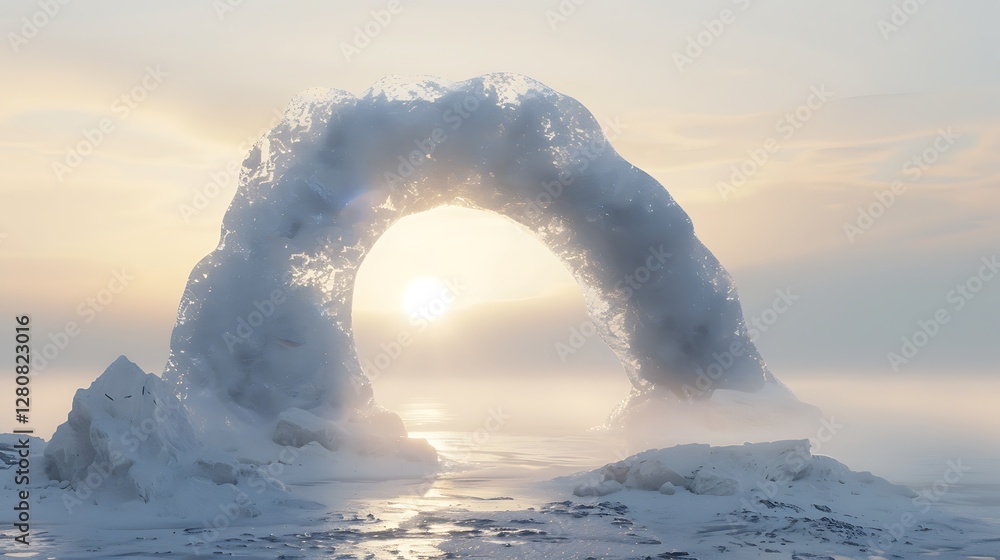 Wall mural a frozen arch of ice with soft light filtering through.