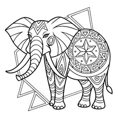 Detailed Elephant Coloring Page: Intricate Mandala Style Animal Art for Relaxation & Creative Coloring Fun for Adults & Kids