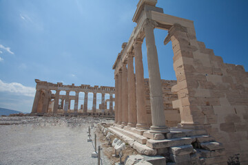 Historic archaeology ruin on Acropolis, Athens, Greece