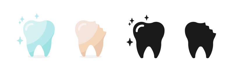 Teeth icons set. Tooth icon set. Clean teeth.