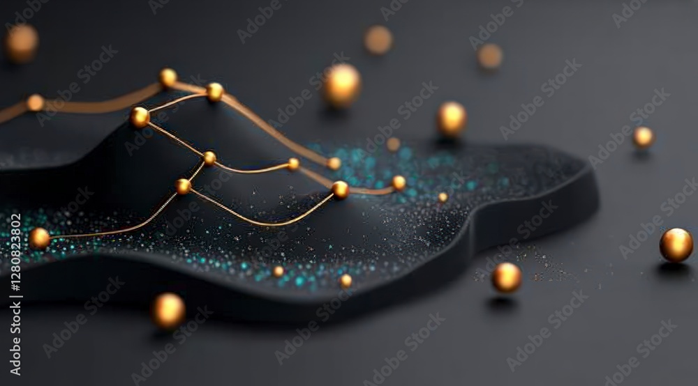 Poster abstract neural network golden connections data points deep learning