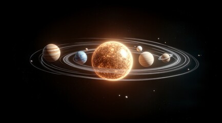Solar System Planets Orbits Sun 3D Render Space Astronomy