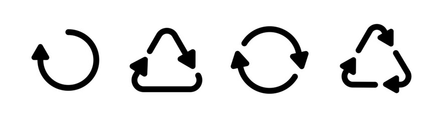 Recycle vector icons. Recycle arrow icon set. Reuse, refresh, refuse arrows