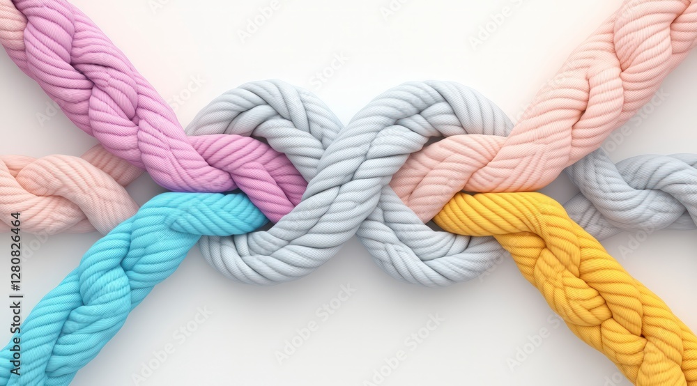 Poster intertwined pastel ropes unity connection teamwork abstract art