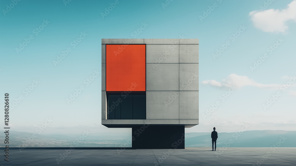Poster modern architectural abstraction: an awe-inspiring composition of a modern building with vibrant col