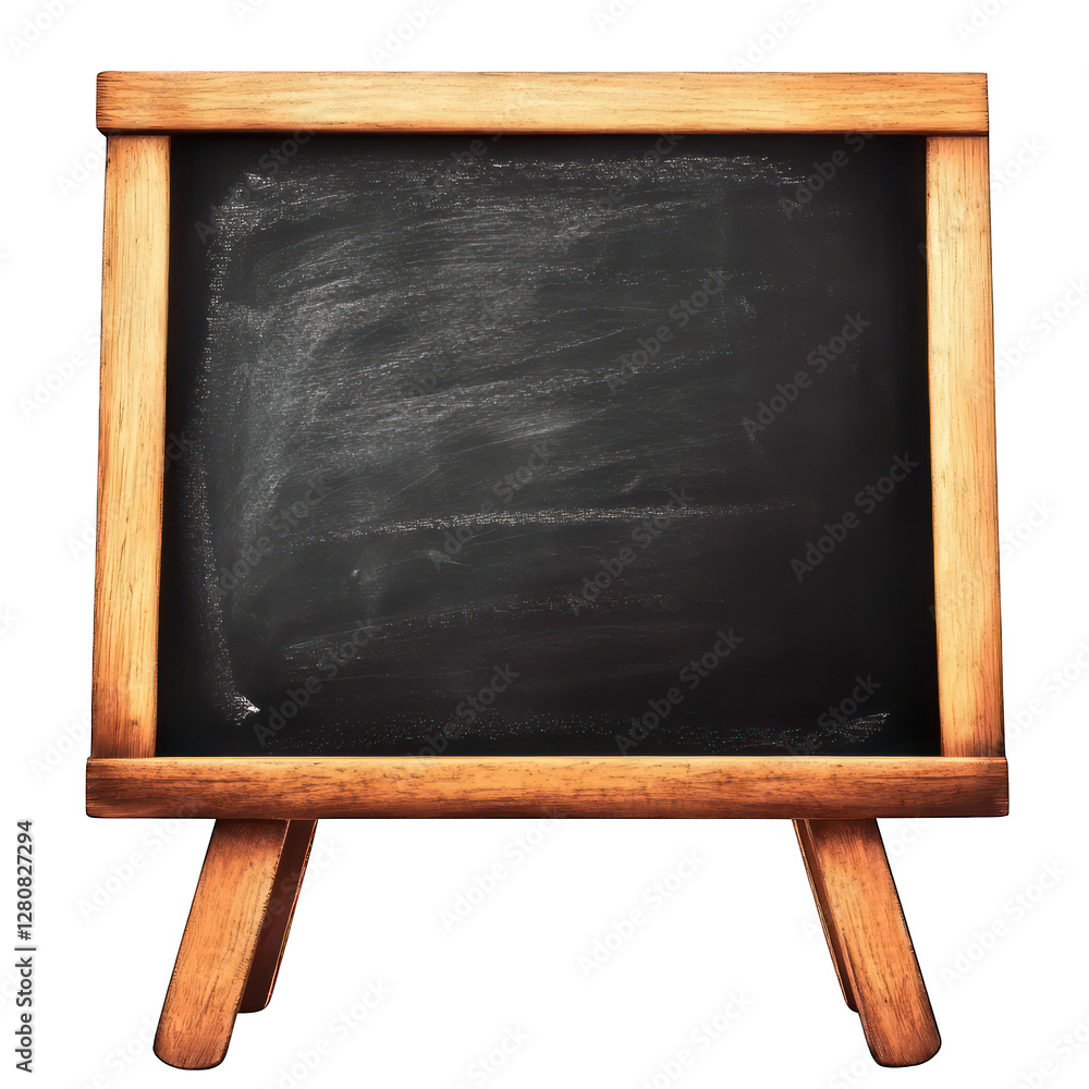 Poster chalkboard with chalk isolated on transparent background