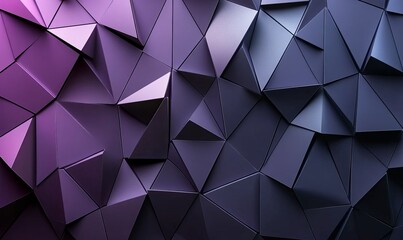 Fototapeta premium Abstract Geometric 3D Dark Purple Metallic Background with Triangles and Gradient Effects for Modern Design