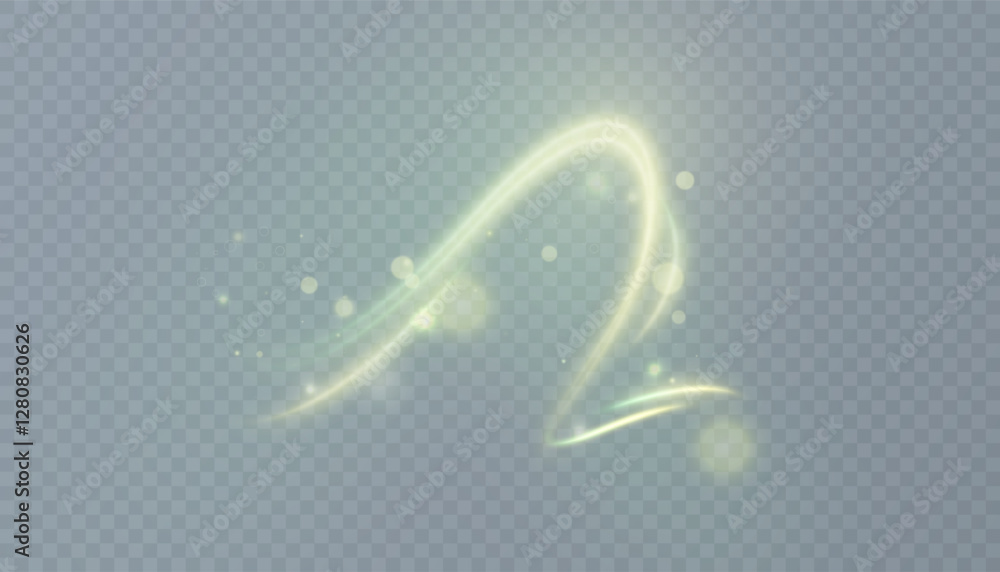 Poster magic green vortex trail. vivid magical comet light effect with lots of sparkling glitter and shimme