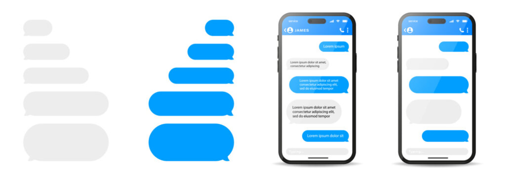Smart Phone chatting illustration. Smart Phone chatting sms template bubbles. Smartphone chatting bubbles. Dialogue bubbles. 