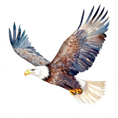 Obraz premium Majestic Eagle Soaring Through Clear Blue Sky Minimalist Aesthetic Captivating Nature Scene Freedom and Grace in Flight Perfect for Wildlife and Nature Photography Enthusiasts