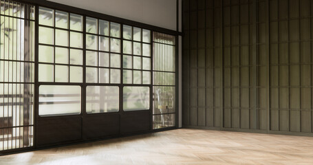 room and japan door Looking from the window light shining through outside.