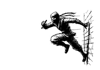 Ninja hand drawn sketch vector
