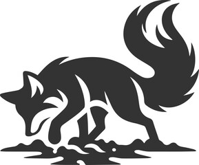 A fox digging the ground with its paws animal vector silhouette