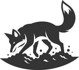 A fox digging the ground with its paws animal vector silhouette
