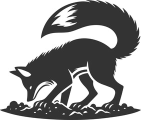A fox digging the ground with its paws animal vector silhouette