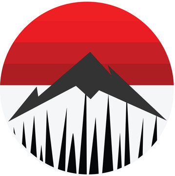 Silhouette Mountain circle vector icon design illustrator 