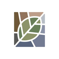 Lanscaping and interlock illustration. Leaf and bricks.