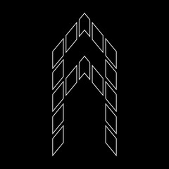 Outline logo design letter 'A'. Suitable for t-shirts, companies, gamers, sports, construction, and so on. The outline logo is in the form of arrows. Logo Outline Style Arrows and Buildings.