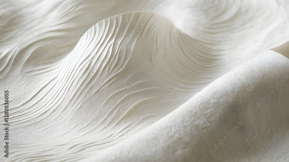 Poster elegant wavy fabric texture: smooth cream-colored textile with delicate folds and curves creates mod