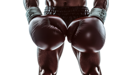 Female Boxer Punching with Intensity, Equipped with Red Leather Gloves