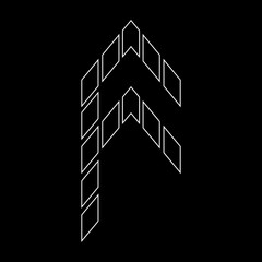 Outline logo design letter F. Suitable for t-shirts, companies, gamers, sports, construction, and so on. The outline logo is in the form of arrows. Logo Outline Style Arrows and Buildings.