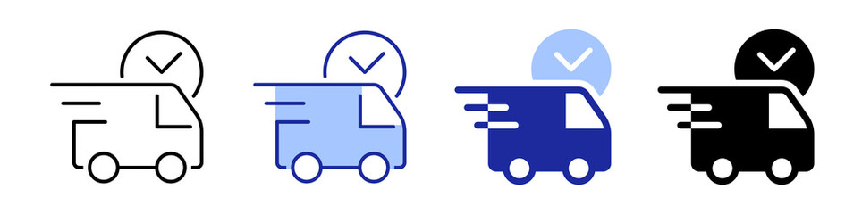 Parcel delivery truck icon. Express delivery vector Collection