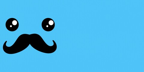 Happy Fathers Day blue banner with mustache. Father's day sale promotion. Header vector illustration.